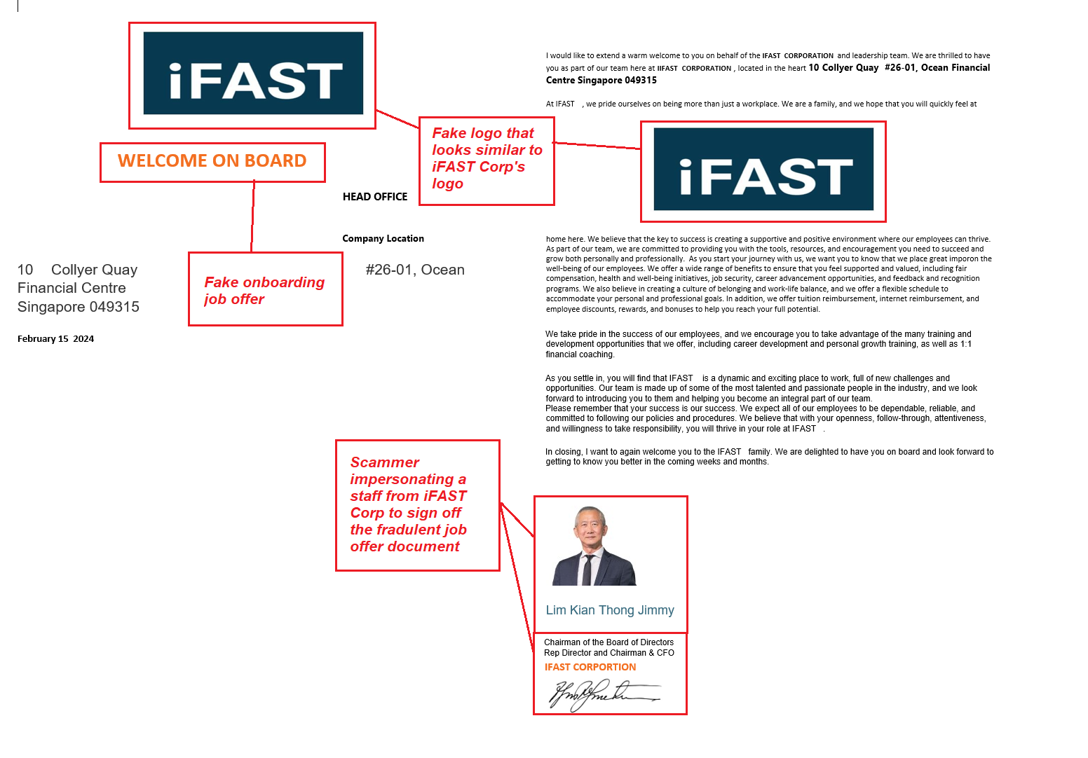 Samples of fraudulent web/app NOT operated by iFAST