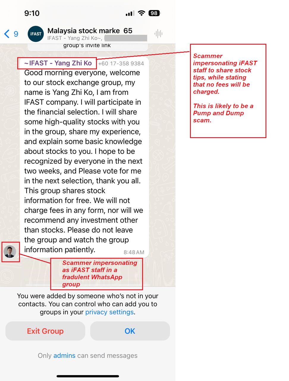 Samples of fraudulent web/app NOT operated by iFAST