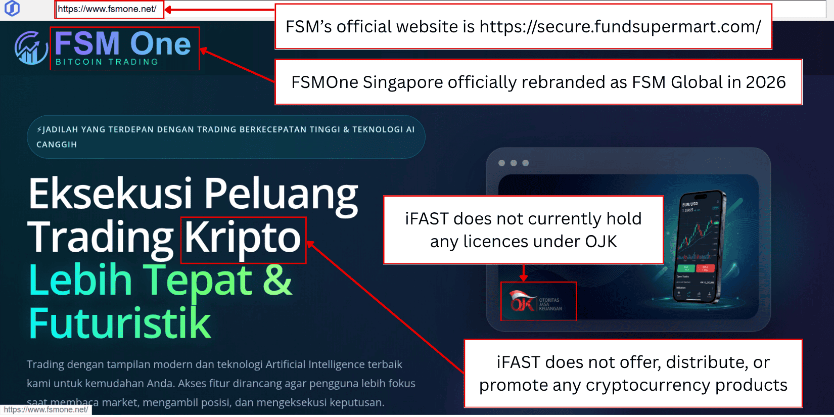 Fraudulent FSM One Website