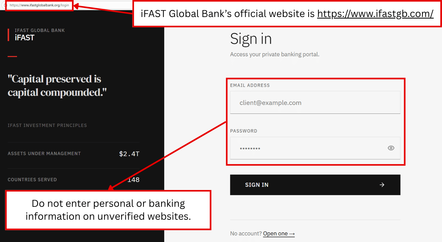 Fraudulent iGB Website